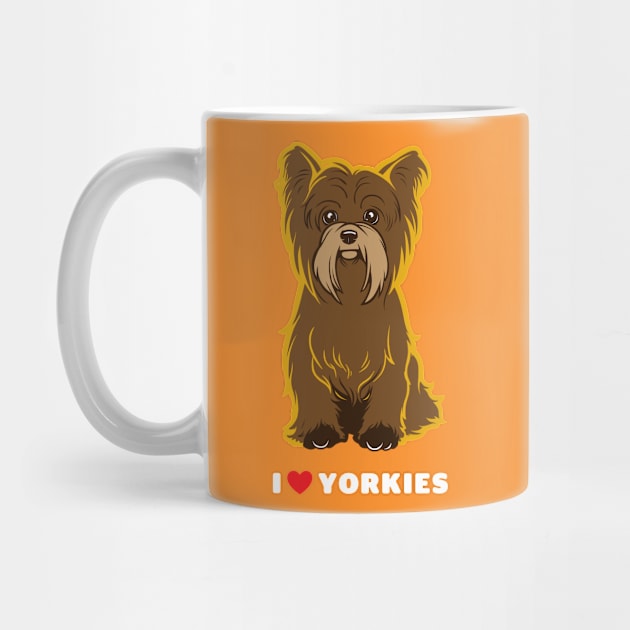 I Love Yorkies Dog Art by Rumble Dog Tees